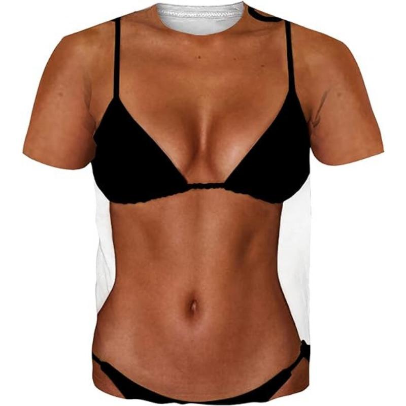 WowClassic Zomer Acht Stukken Spieren Heren T-shirt Buikspieren 3D Print Zomer Heren Mode Persoonlijkheid Korte Mouw L