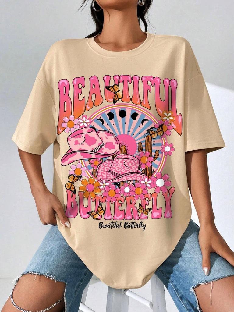 A Beautiful and Shining Worldprinting Women T-Shirt Casual Loose Tshirts Street Fashion Tee Shirt Hip Hop Summer T Shirts