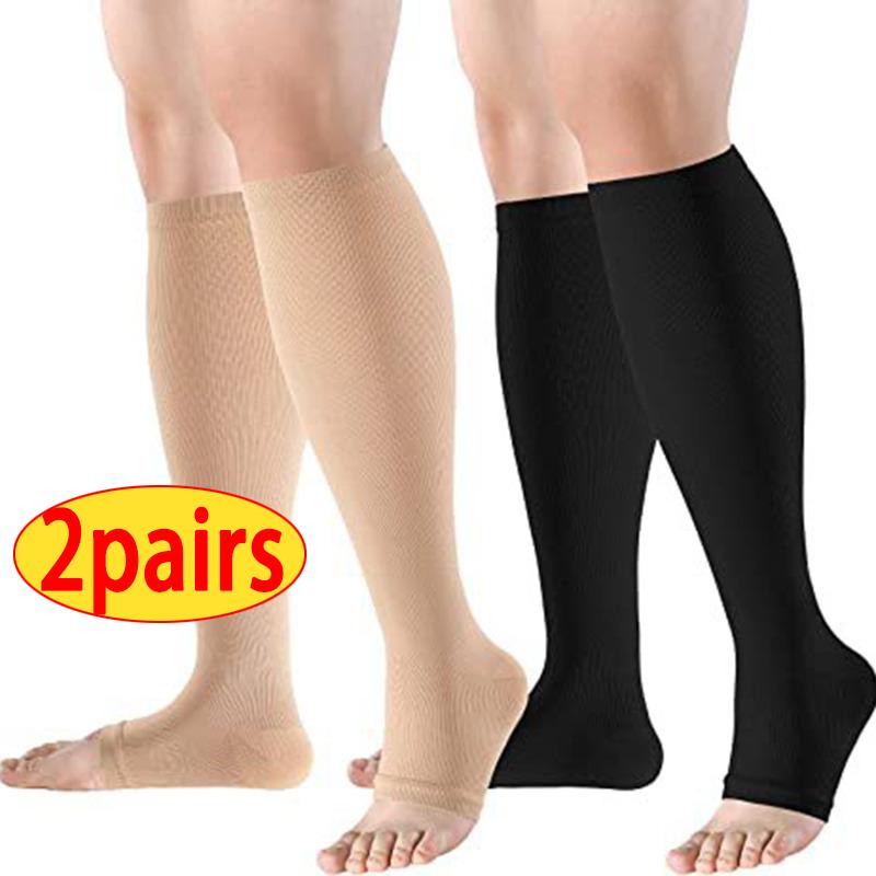 Thigh High Medical Compression Stockings for Varicose Veins Multifunctional Open Toe Pressure Socks Calf Socks
