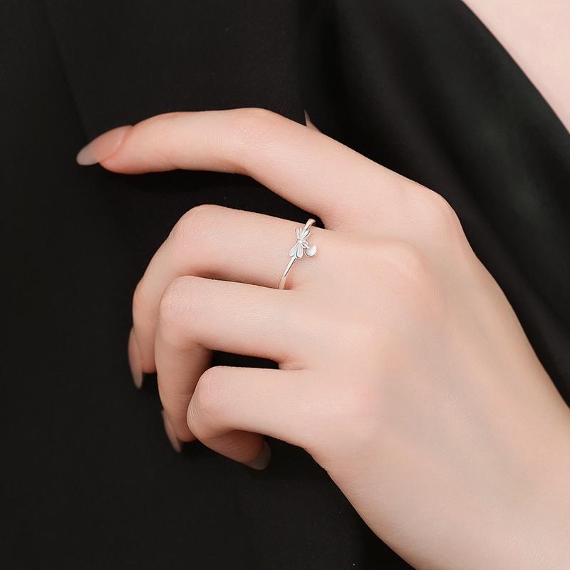 Bow Love Ring Women's Simple Small Fresh and Fashionable Plain Ring Open Ring Jewelry Gift