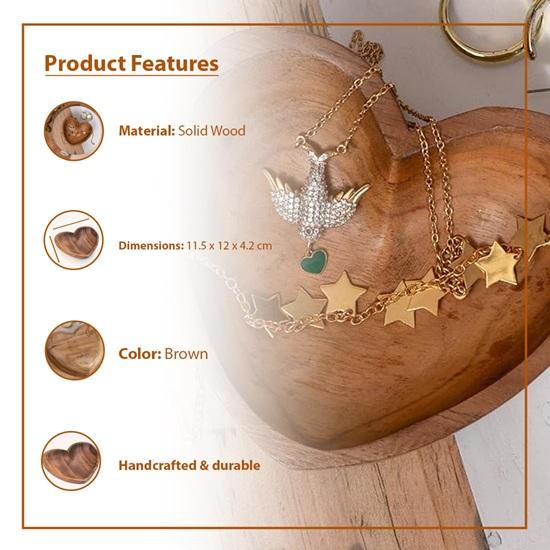 12.7 cm Wooden Heart Shape Trinket Bowl Jewellery Storage Box, Travel Box, Wedding Bridesmaid Gifts, Trinket Tray, Decorative Serving Bowl