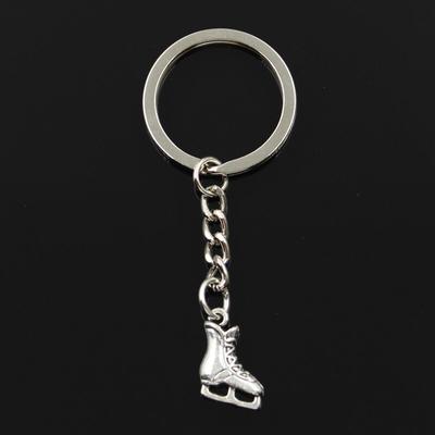 Fashion 30mm Key Ring Metal Key Chain Keychain Jewelry Antique   Plated Ice Skates Shoes 17x12mm Pendant