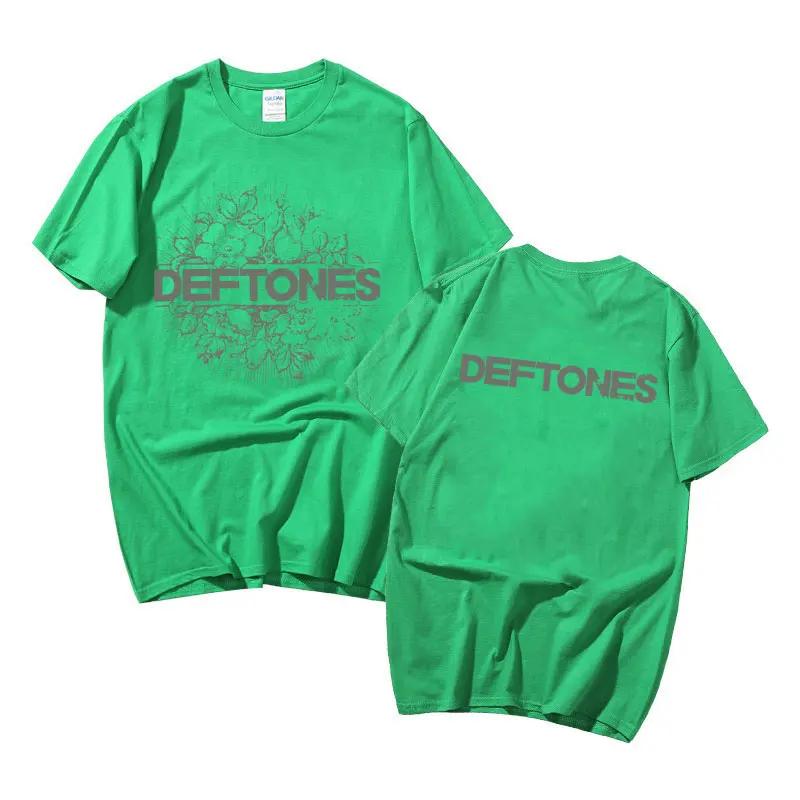 Deftones Floral Burst Double Sided Print T-shirts Punk Rock Band Fashion y2k T Shirt Short Sleeve Summer Man Streetwear
