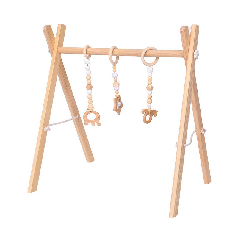 Nordic Wooden Baby Fitness Toy with Bells and Hanging Ornaments
