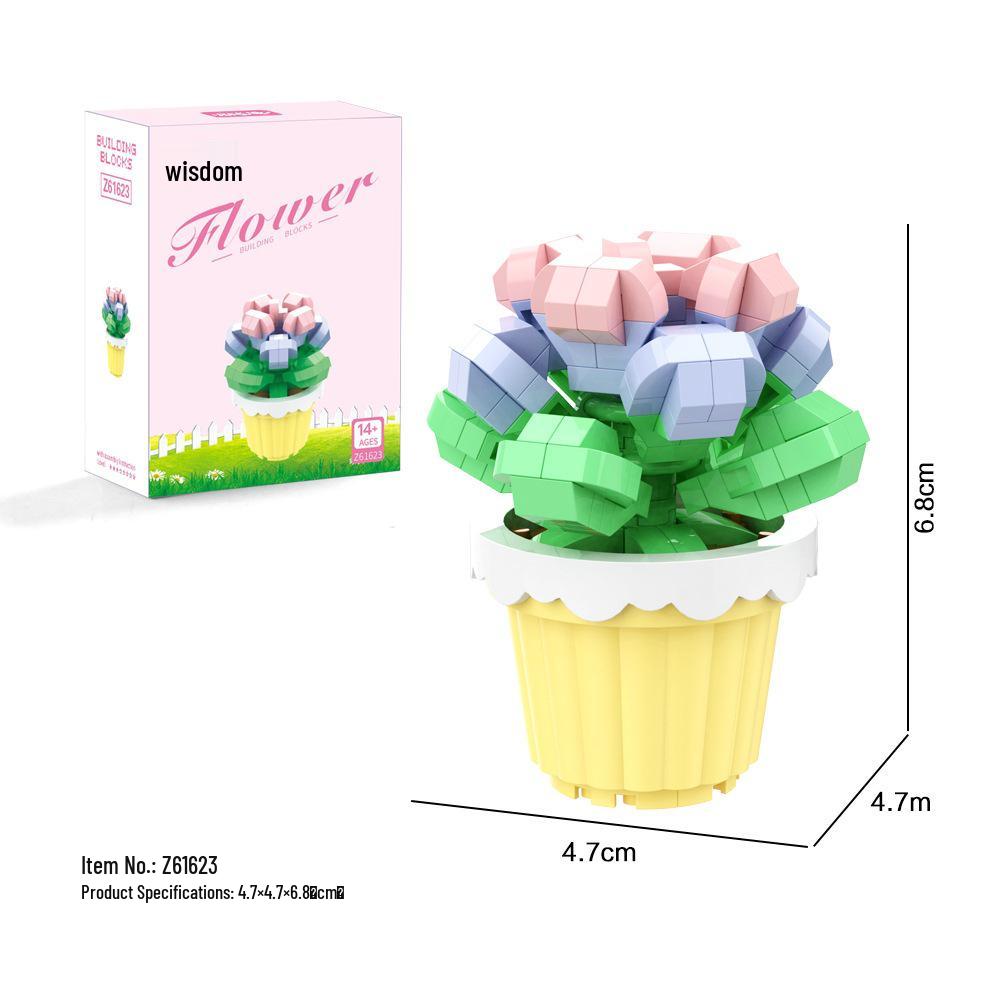 Preserved Succulent & Fresh Flower Educational Building Block Ornament - Perfect Small Gift for Boys and Girls' Birthdays