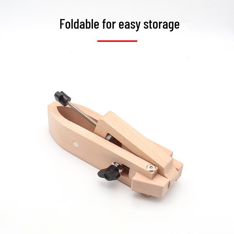 Adjustable Foldable Leather Sewing Stand with Hand-Stitched Wooden Clip
