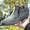 Designer New Men's Ankle Boots Handmade Luxury Short Boots Leather Casual Shoes Zip Breathable Walking Hiking Shoes Winter Shoes