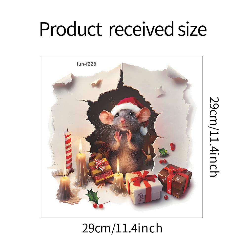 

Рождественская дыра Мышь Подарочная коробка Спальня Гостиная Кабинет Фон Ландшафтный дизайн Наклейка на стену 29*29CM/fun-f228