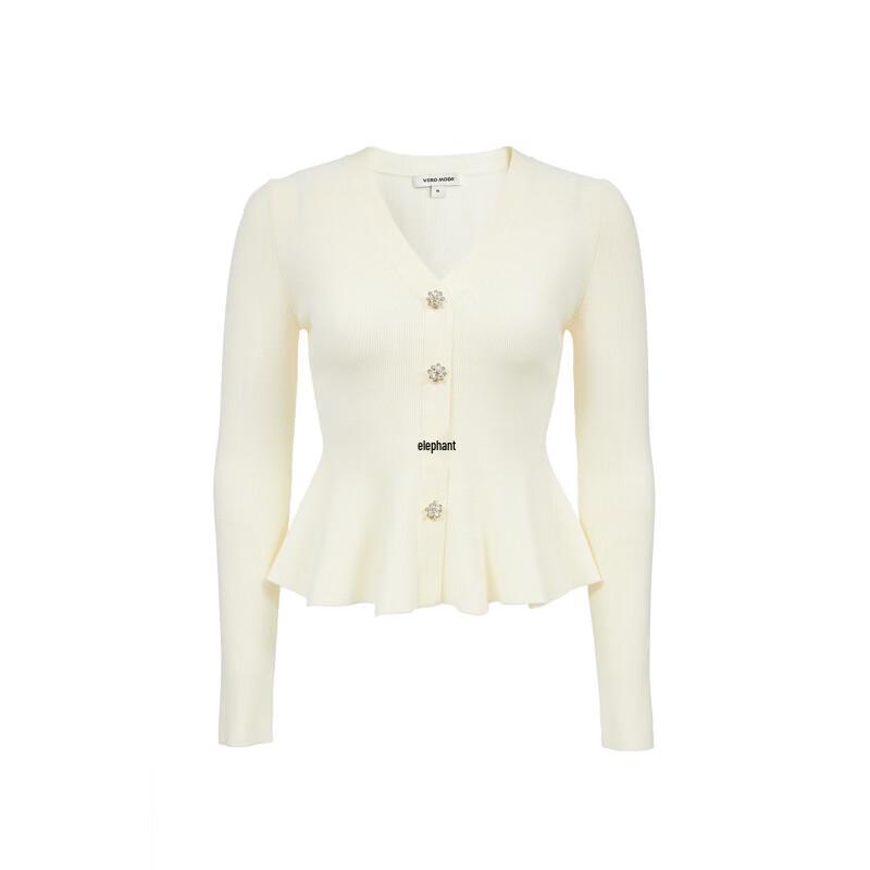 Veromoda Ruffle V-Neck Slim-Fit Knit Top