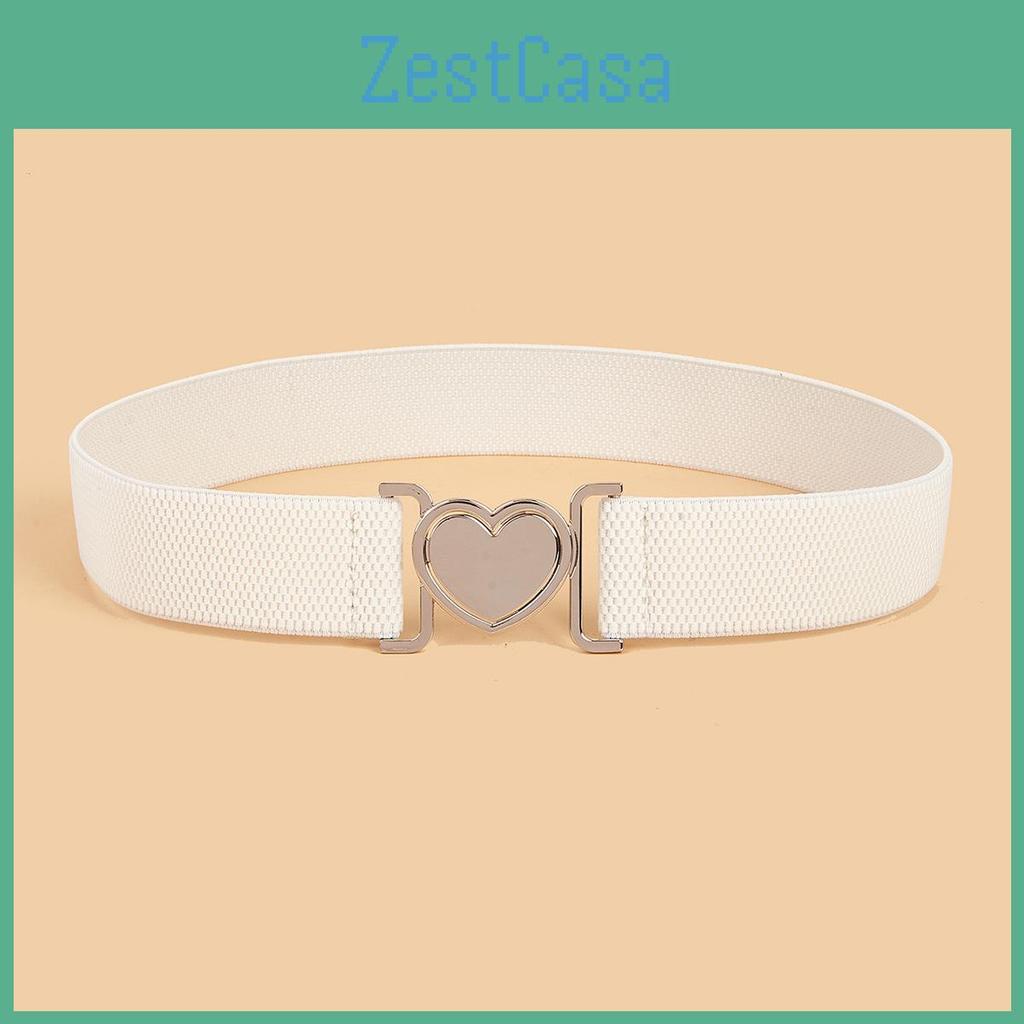 Designed Minimally Heartshaped Buckle Women Casual Elastic Waistband For Daily