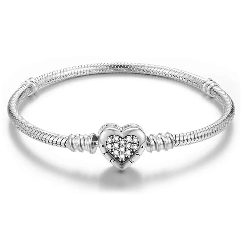 925 Silver Personalized Simple Love Heart Claw Bracelet DIY Bead Making Fit Original Pan Bracelets Fine Jewelry Gift