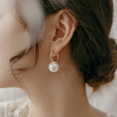 Orecchini da donna Gioielleria alla moda con ciondolo con perla imitazione conchiglia rotonda a grana grossa