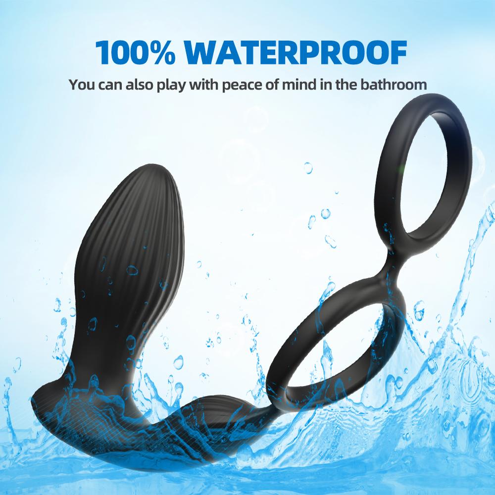 Anal Plug Vibrator Male Prostate Massager Double Cock Testicular Ring Ass Dilator Silicone Delay Ejaculation Male Adult Sex Toys