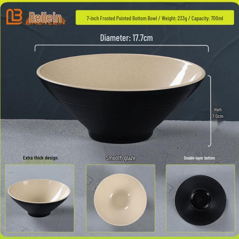 Beilaien Commercial Melamine Noodle & Soup Bowls 7-inch (5 Pcs)