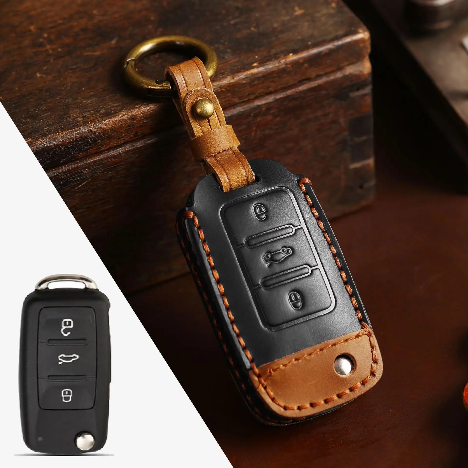 

leather Protector set for VW Golf 7 Gti Mk7 R Touran Skoda Octavia 3 Superb Karoq Kodiaq Seat Leon Mk3 Ateca Car Key Case Cover