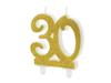 Partydeco Bougie d'Anniversaire Chiffre 30 Dorée 7,5cm