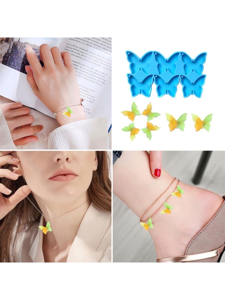 Crystal Epoxy Mold Earrings Tag Jewelry Mold Hanging Pendant Decoration for Butterfly Irregular  Silicone Mold