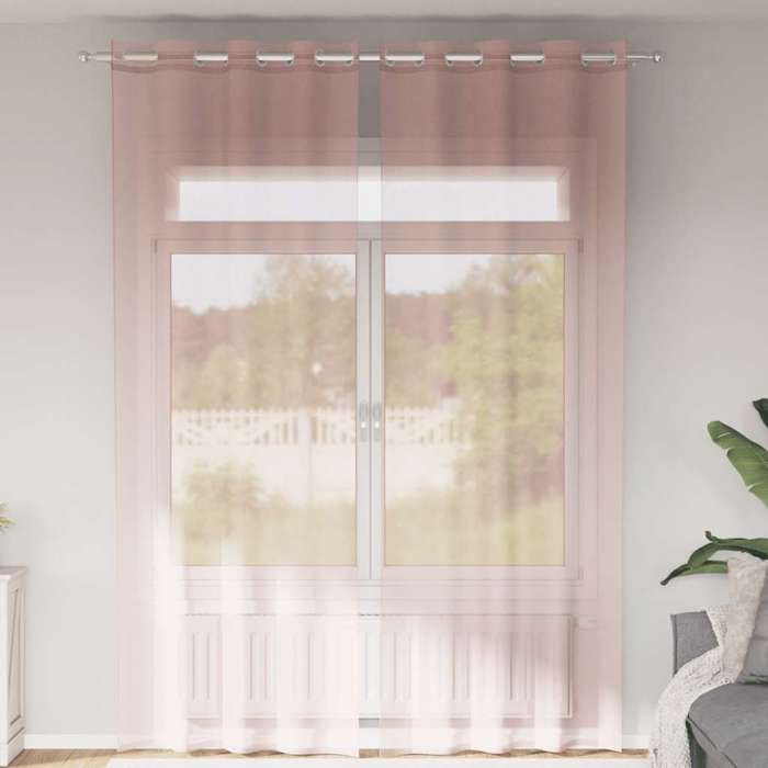 VidaXL Rideaux en voile avec œillets 2 pcs rose clair 140x300 cm, rideau en filet, rideau transparent, voile de fenêtre, 4102088