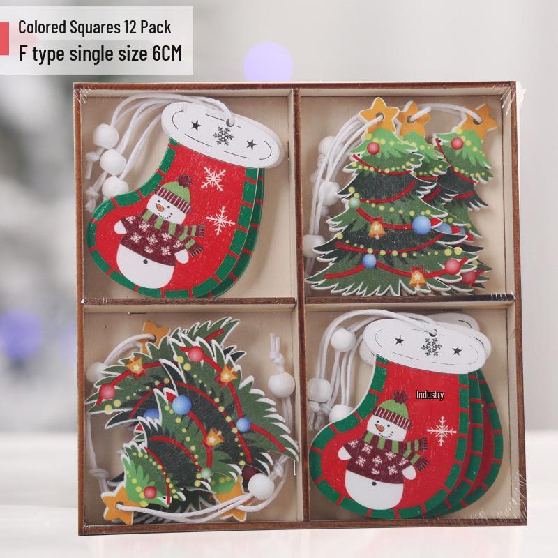 Creative Wooden Christmas Ornaments: Small Reindeer Tree Pendants with Exquisite Painted Box