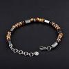 Bohemian Style Men's Stainless Steel Bracelet with Natural Tiger Eye Stone Beads - Fashionable Geometric Design Accessory