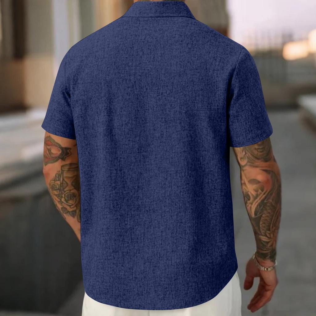 Herren Sommer Colorblock Revers Kurzarmhemd Herren Casual Mode Kurzarmhemd