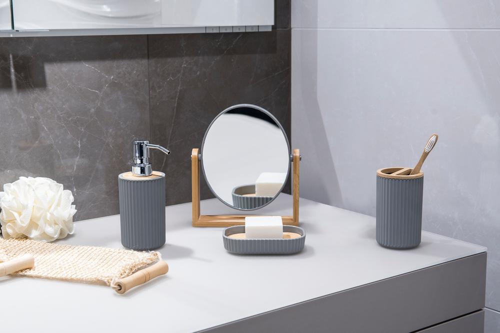 AWD INTERIOR Rayon 1635 Gray with Bamboo Toothbrush Mug