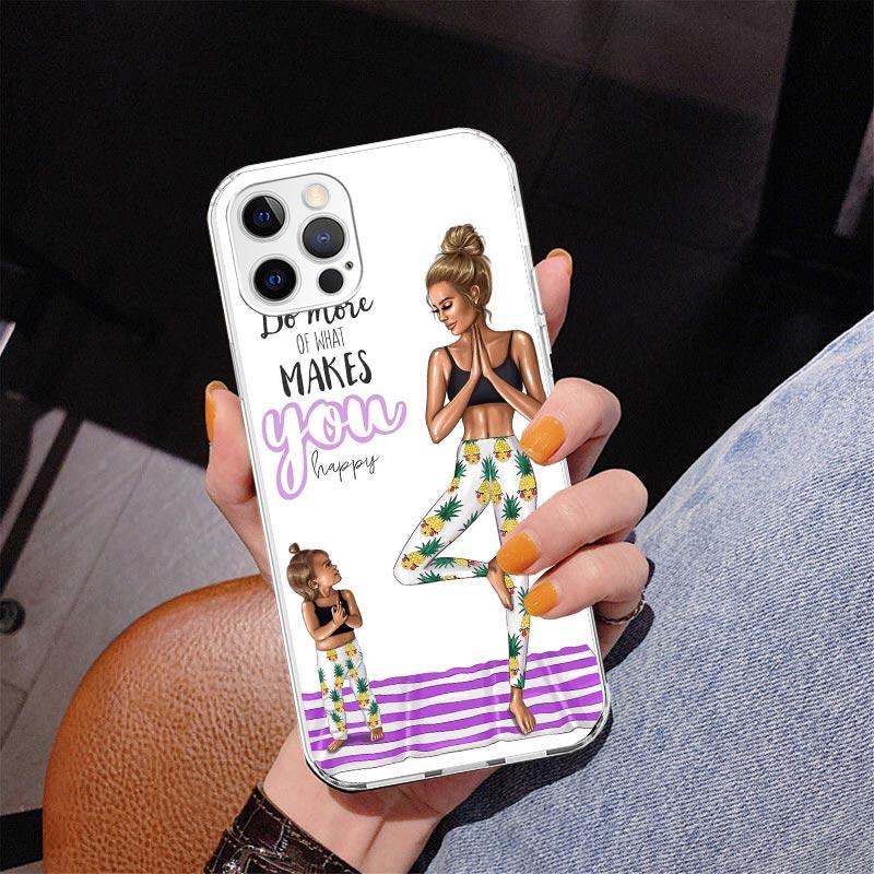 Mom Baby Girls Phone Case For iPhone 17 Air 16 Pro Max 16E 15 + 14 Plus 11 12 13 Mini 7 8 SE Gift Print Cover Fundas 17 Air 16 P