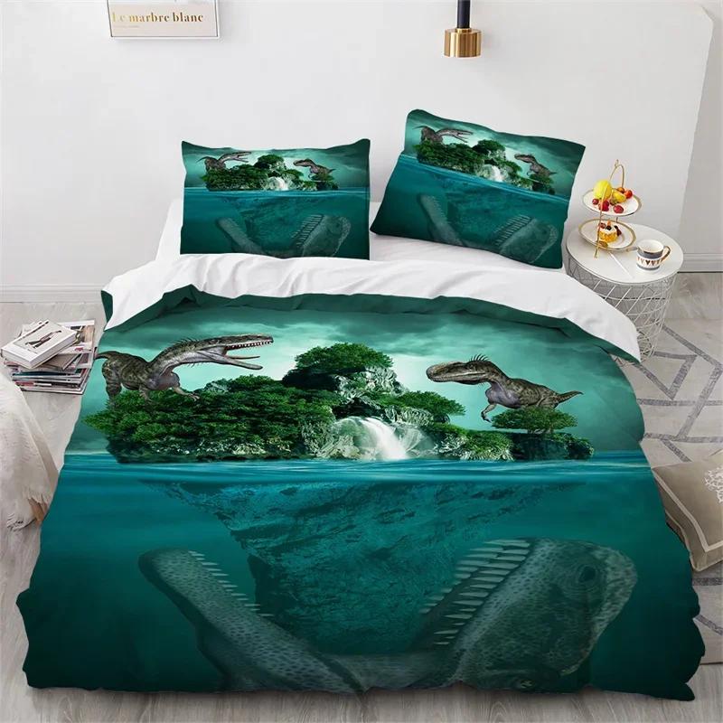 3D Dinosaur Duvet Cover Jurassic Animal Bedding Set Microfiber Comforter Cover King Full For Boys Teens Home Decor Birthday Gift