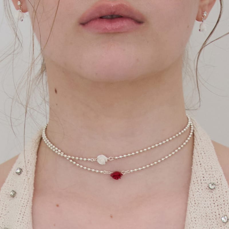 STILL INSTANT Rose with Dew - Necklace 15 (2colors)