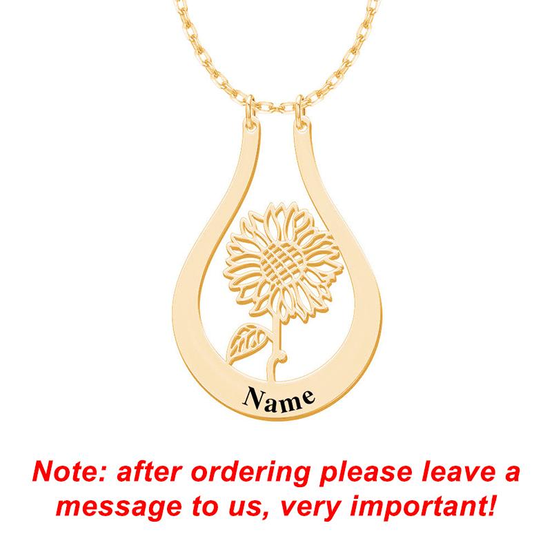 New North Name Necklace Stainless Steel Jewelry Ring Holder 12 Birthday Flower Custom Name Pendant Necklaces for Christmas Gift