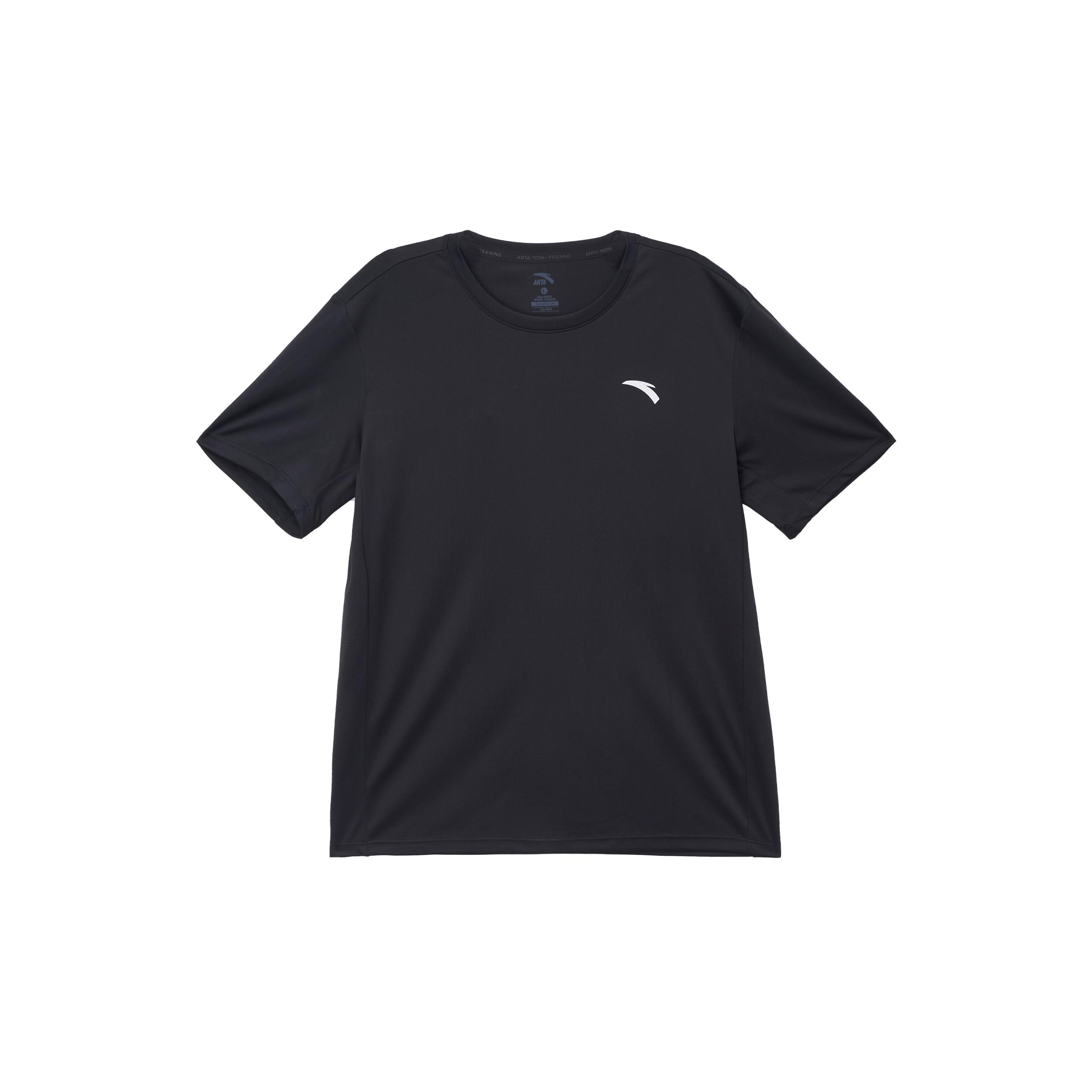 ANTA T Shirts Men s Black Crew Neck Moderate Straight Fit 952427123-7 XL