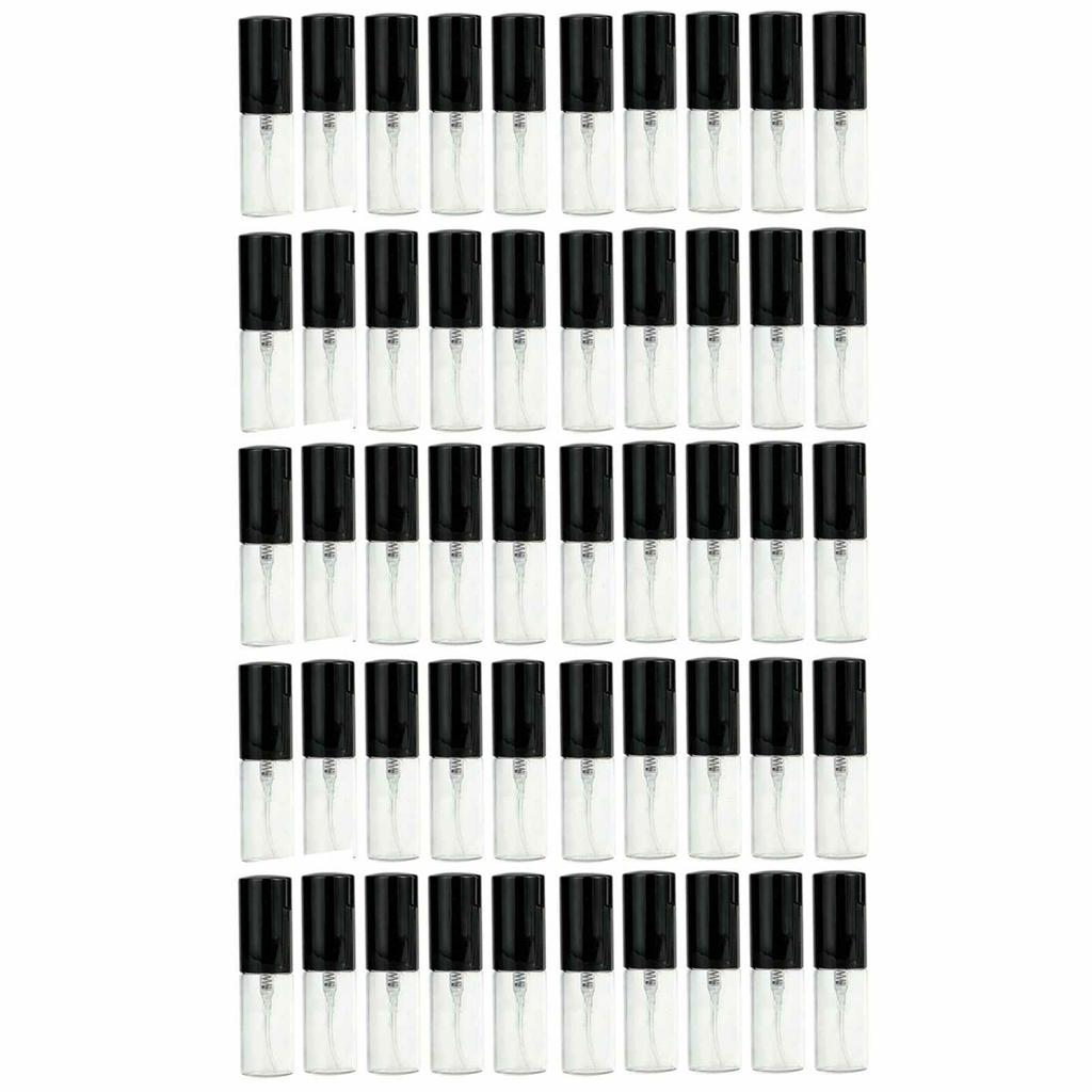 50 Pcs Mini Spray Bottle 5ml Refillable Clear Glass Perfume Spray Bottle for Travel Daily Life Black 5ml Glass