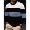 Men's 3D Printed Crew Neck Long Sleeve Autumn T-shirt with Black, Gray and White Stripes