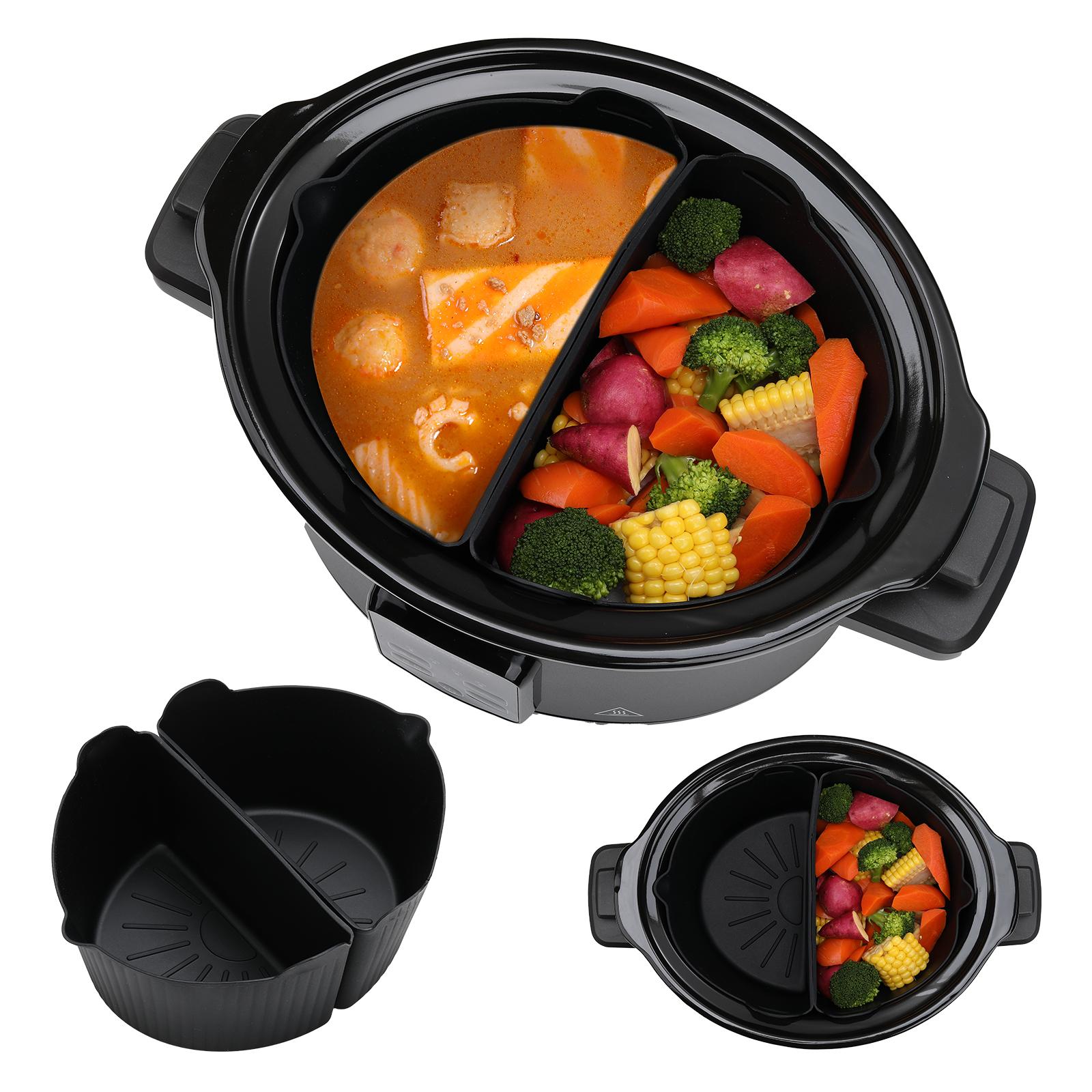2 Pezzi Rivestimenti in Silicone per Slow Cooker Riutilizzabili Divisore in Silicone per Slow Cooker Inserto Ermetico Resistente al Calore Lavabile in