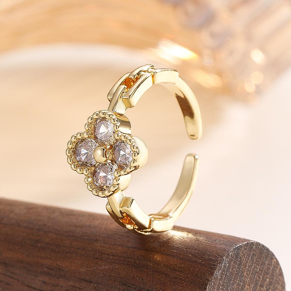Four-leaf Clover Ring High-end and Elegant Open Ring for Women