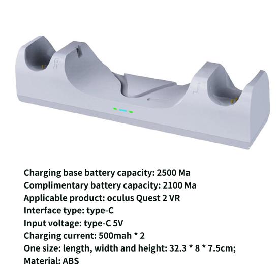 Controller Charger 3 LED Indicator Low Power Consumption Rechargeable Battery Save Space Multi-protection Quick Charging Stable VR Headset Controller