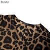 ZANZEA Women Casual V-Neck Loose Half Sleeve Leopard Print Dress