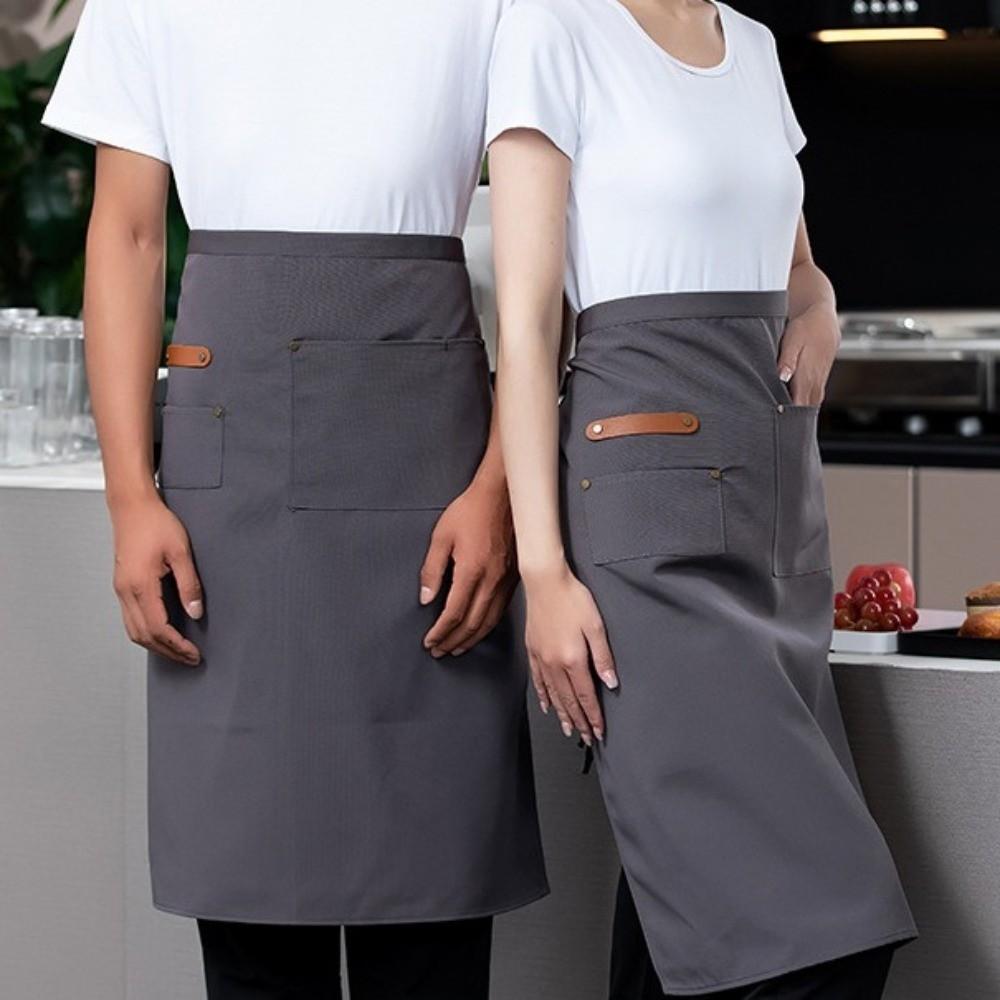 Multi-pocket Waitress Apron Canvas Half Apron New Working Clothes  Restaurant Use