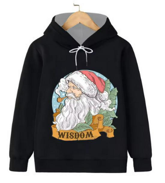

2025 Loose Fit Outdoor Sports Hoodie with 3D Santa Claus Christmas Print 3X-Large