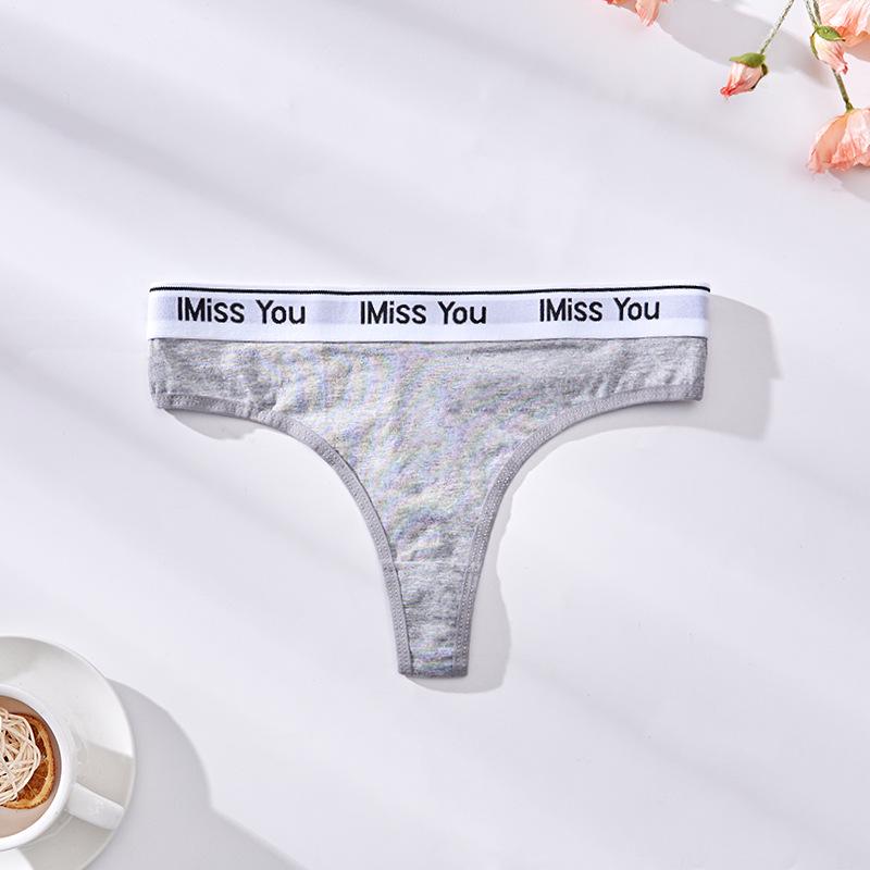 

Жіночі бавовняні стрінги з низькою посадкою, що дихають - Зручний широкий пояс, Безшовний дизайн, Модний стиль L сірий колір