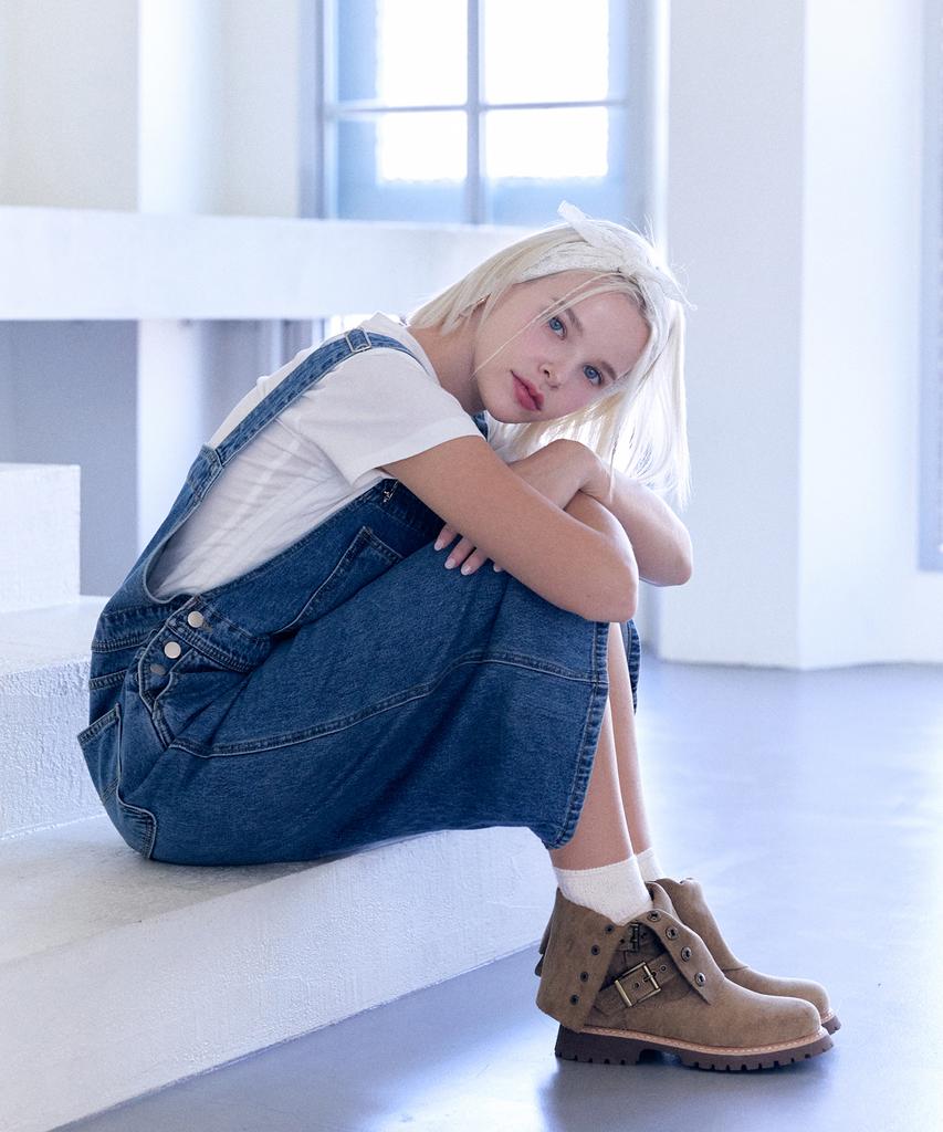 CLO'ET Youth Denim Overall Dress - Medium Blue