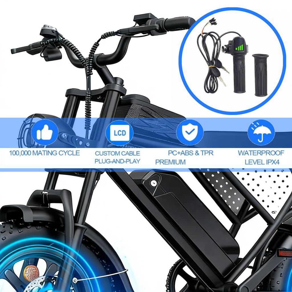 LCD Speed Display Throttle 36V 48V Twist Grip Throttle Controller 3Pin For Electric Bicycles And Scooters