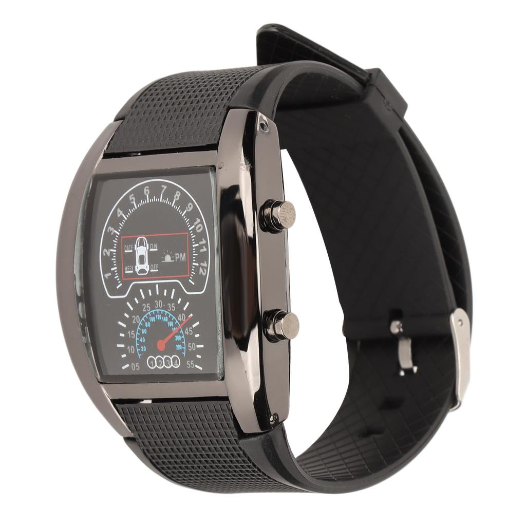 LED Display Aviation Watch High Accuracy Wrist Watches Comfortable Wearing LED Watch with Time and Date Display Black