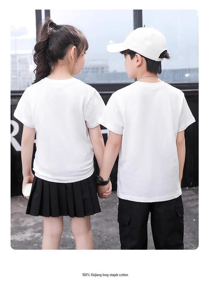 Boys' Pure Cotton School Style Short-Sleeve T-Shirt for Ages 10-14 - Summer 2025