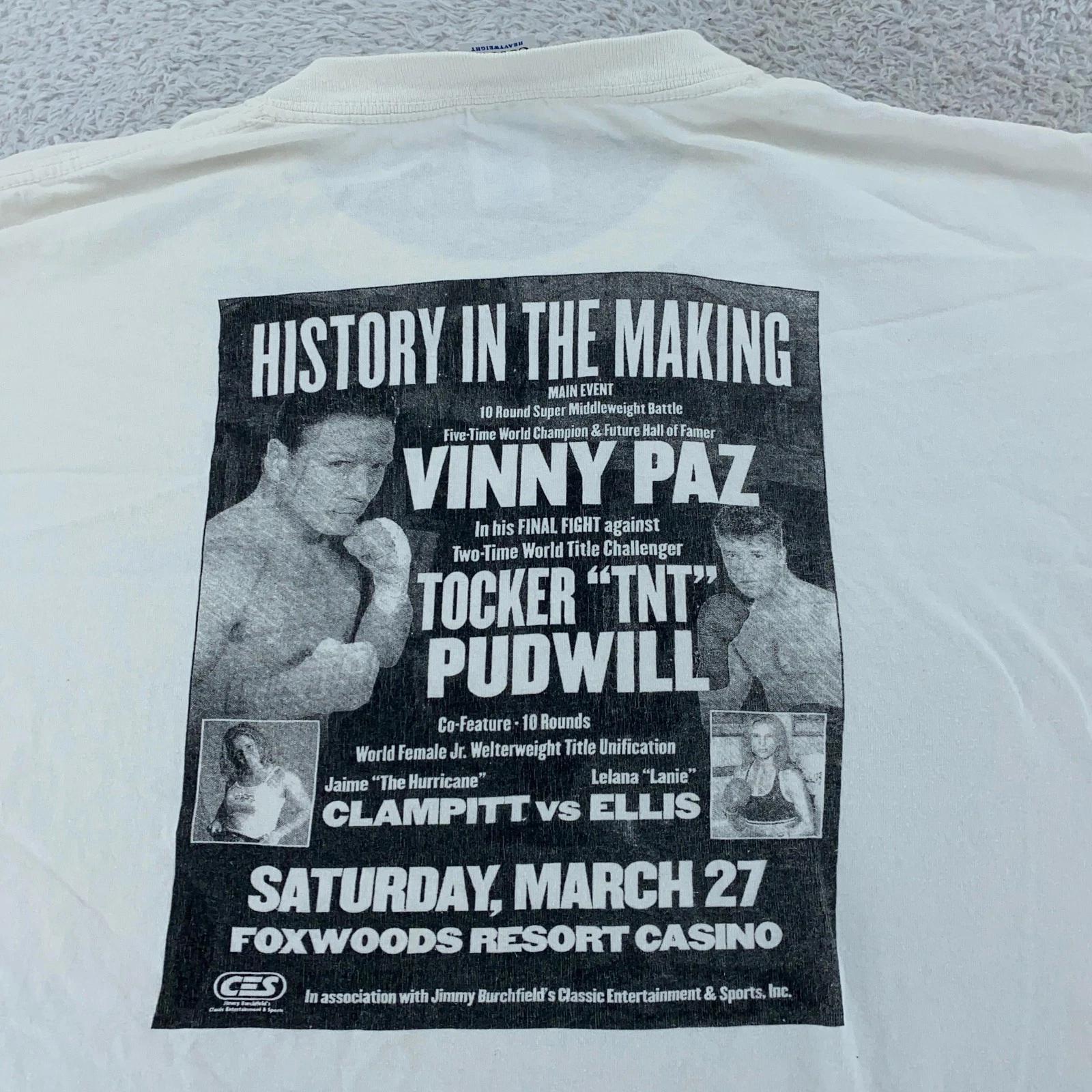 Винтажная футболка для бокса 2004 года Vinny Paz vs Tocker Pudwill XL Pazienza CES Foxwoods L
