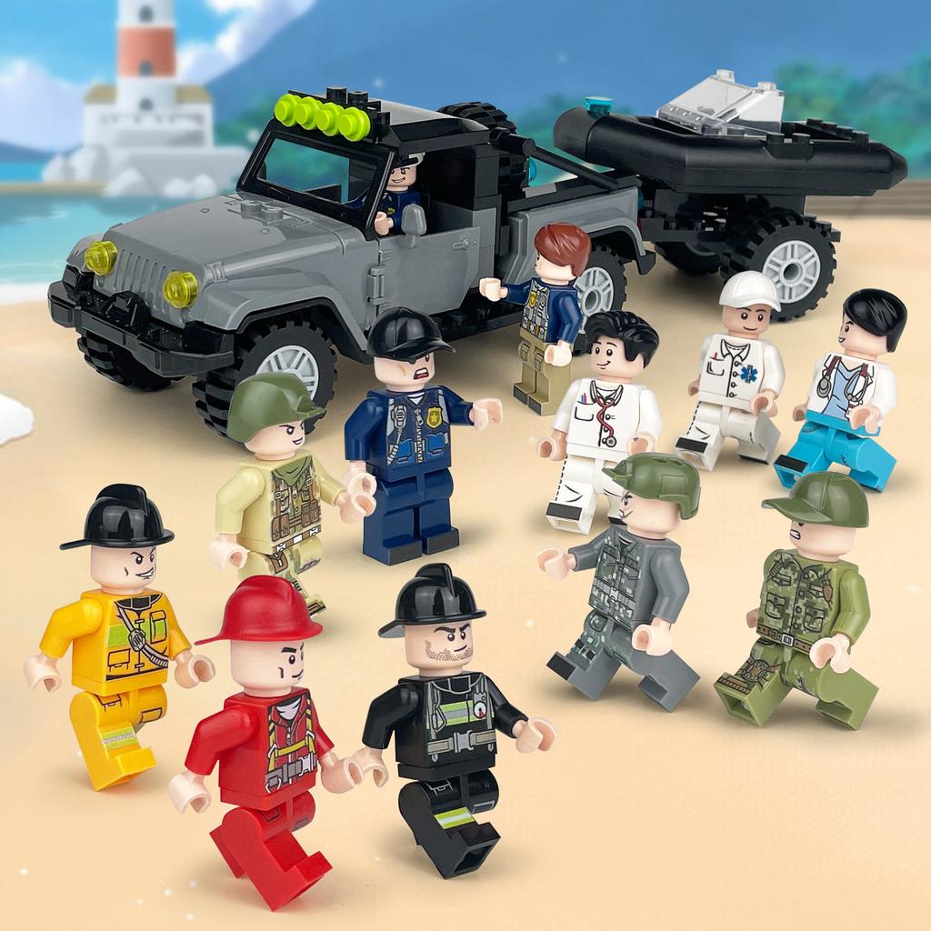 Package Small Particles Building Block Toy Miniature Weapon M-27 Off-Road Vehicle Pickup Truck Swat Car