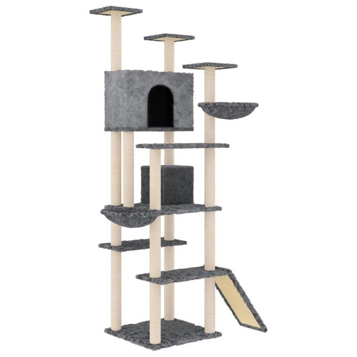 Cat Tree - EXCLUSIVE HOUSE - 191 Cm - Dark Grey - Multi-level - Sisal Posts