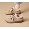 Fashion Fuzzy Warm Cotton Shoes 2025 New Autumn and Winter Lace-up Casual Retro Fleece Flats