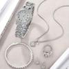(silver) 6 Pcs/Set Women's Watches, Luxury Rhinestone Quartz Watch, Roman Fashion Analog Watch and Jewelry Set, Gift for Mom and Her