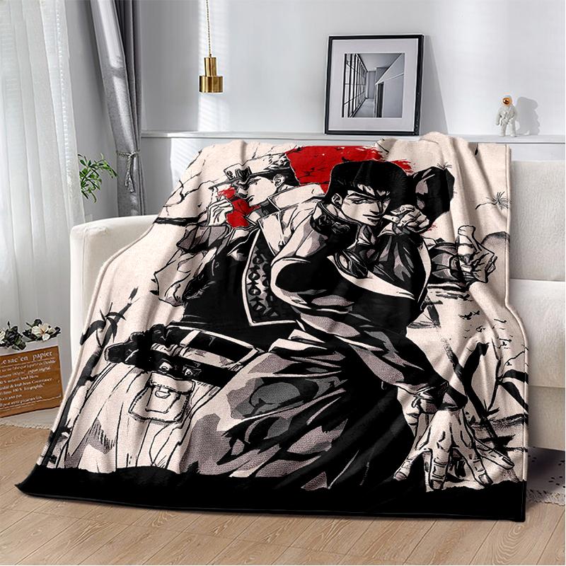 3D Jojo's Bizarre Adventure Cartoon Anime Blanket,Soft Throw Blanket for Home Bedroom Bed Sofa Travel Picnic Office Cover Kids